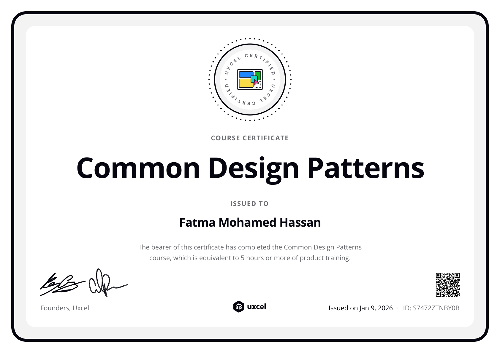 Fatma Mohamed Hassan's certificate